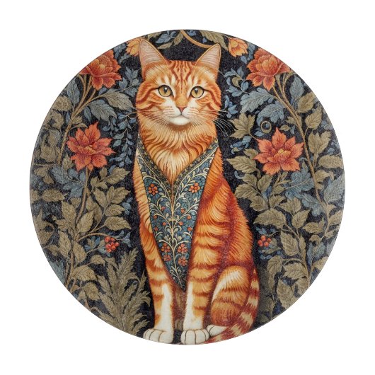 Planche À Découper Chat de gingembre William Morris Inspiré Floral (Devant)