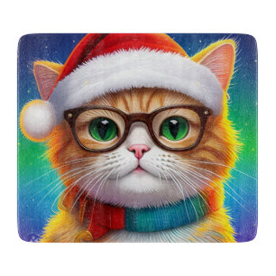 Planche À Découper Chat de Noël mignon Santa Claus-68265