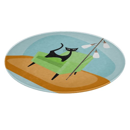 Planche À Découper Chat de style moderne rétro du milieu du siècle (Coin)