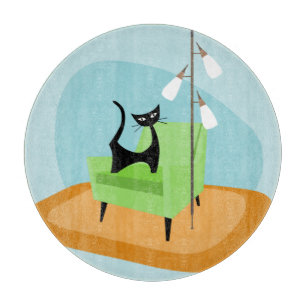 Planche À Découper Chat de style moderne rétro du milieu du siècle