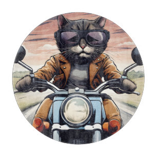 Planche À Découper Chat en moto