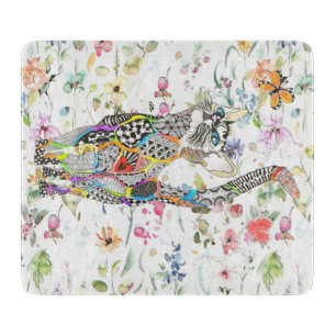 Planche À Découper Chat floral mignon et coloré