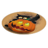 Planche À Découper Chat Fun Halloween Caractère mordant un Citrouille (Coin)