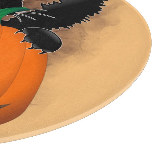 Planche À Découper Chat Fun Halloween Caractère mordant un Citrouille (Coin)