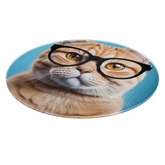Planche À Découper Chat-gingembre portant des lunettes (Coin)