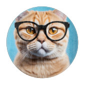 Planche À Découper Chat-gingembre portant des lunettes (Devant)