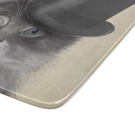 Planche À Découper Chat gris avec chapeau supérieur (Coin)