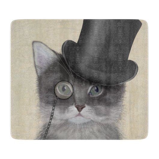 Planche À Découper Chat gris avec chapeau supérieur (Devant)