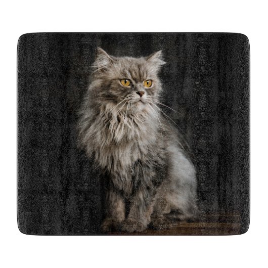 Planche À Découper Chat gris duveteux  (Devant)
