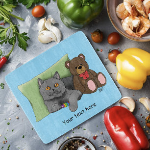 Planche À Découper Chat gris ours en peluche
