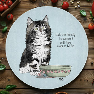 Planche À Découper Chat gris tabby indépendant bleu mignon drôle