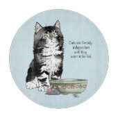 Planche À Découper Chat gris tabby indépendant bleu mignon drôle (Devant)