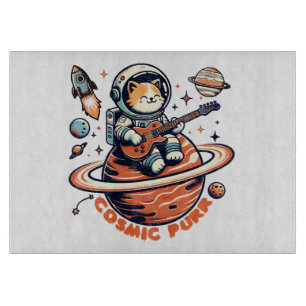 Planche À Découper Chat guitariste astro Cosmic Purr