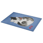 Planche À Découper Chat japonais couché noir et blanc (Coin)