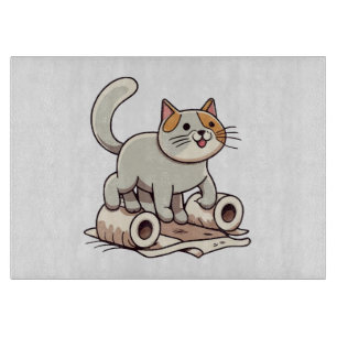 Planche À Découper Chat Jouant avec du Papier Toilette