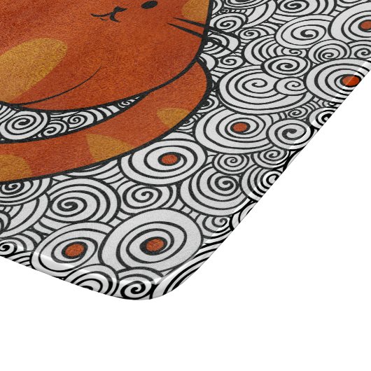 Planche À Découper Chat mignon de gingembre - verre souillé et remous (Coin)