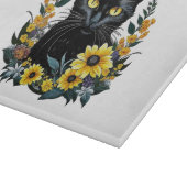 Planche À Découper chat noir avec fleurs (Coin)