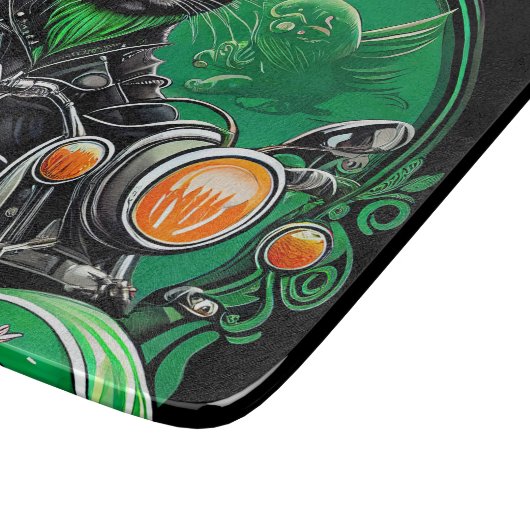 Planche À Découper Chat noir conduite vélo St. Patrick's Day (Coin)