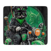 Planche À Découper Chat noir conduite vélo St. Patrick's Day (Devant)