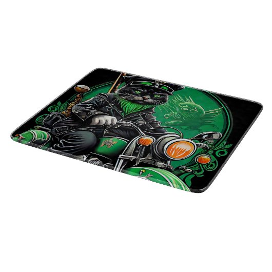 Planche À Découper Chat noir conduite vélo St. Patrick's Day (Coin)