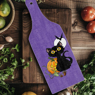 Planche À Découper Chat noir mignon violet Halloween Citrouille