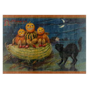 Planche À Découper Chat noir vintage Halloween Citrouille