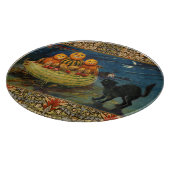 Planche À Découper Chat noir vintage Halloween Citrouille (Coin)