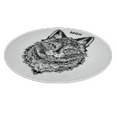 Planche À Découper Chat ornemental Monogramme personnalisé (Coin)