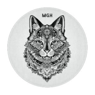 Planche À Découper Chat ornemental Monogramme personnalisé