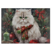 Planche À Découper Chat perse en Noël de neige (Devant)