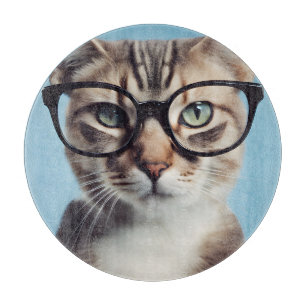 Planche À Découper Chat Portant des lunettes