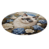 Planche À Découper Chat Ragdoll Avec Fleurs Bleues D'Hydrangée (Coin)