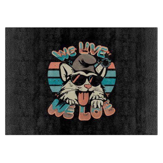 Planche À Découper Chat Schtroumpf - Nous Vivons Nous Aimons  (Devant)