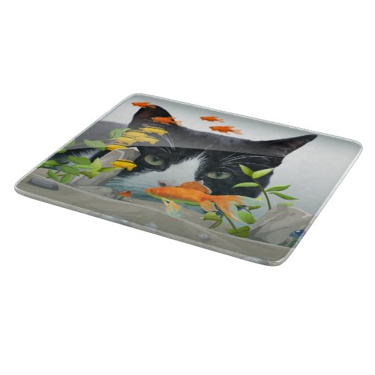Planche À Découper Chat scrutant dans l'aquarium (Coin)