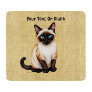 Planche À Découper Chat Siamois Sur Vieux Papier