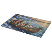 Planche À Découper Chat Sibérien Noël Bateau Fêtes (Coin)