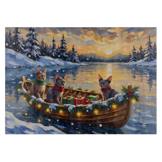 Planche À Découper Chat Sphynx Noël Bateau Fêtes (Devant)