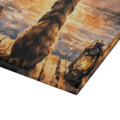 Planche À Découper Chat sur le quai au coucher du soleil (Coin)