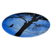 Planche À Découper Chat sur un verre lune bleu fil (Coin)