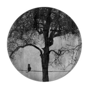 Planche À Découper Chat sur une Pleine lune de fil