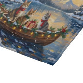 Planche À Découper Chat Turc Angora Noël Bateau Fêtes (Coin)