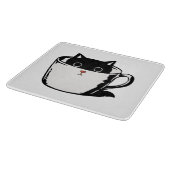 Planche À Découper Chaton noir avec nez rouge caché dans une tasse (Coin)