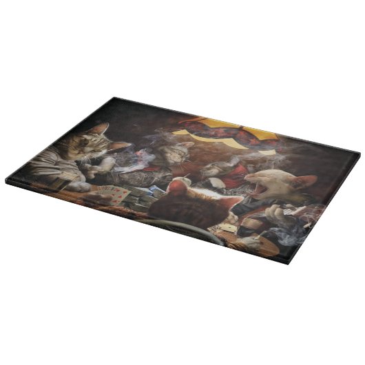 Planche À Découper Chats jouant au poker (Coin)