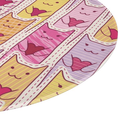 Planche À Découper Chats mignons avec les coeurs affectueux (Coin)