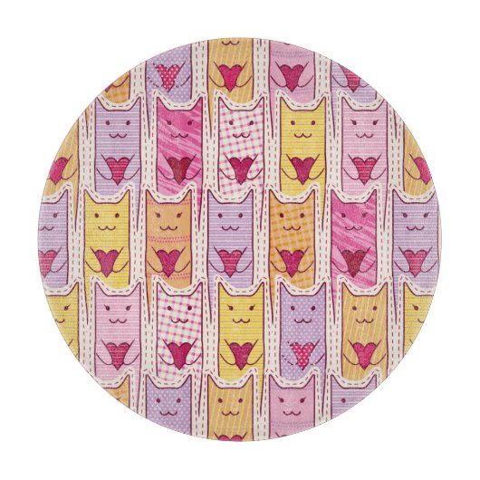 Planche À Découper Chats mignons avec les coeurs affectueux (Devant)