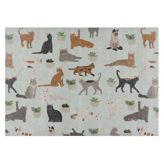 Planche À Découper Chats mignons et Plantes de maison (Devant)