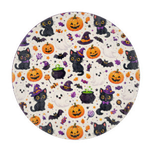 Planche À Découper Chats noirs et citrouilles Thème répétitif Hallowe