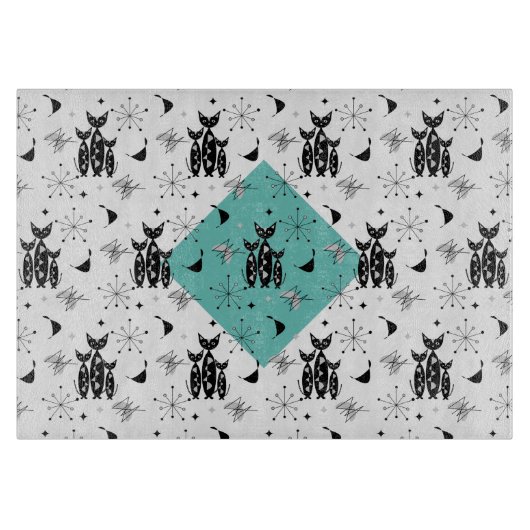 Planche À Découper Chats rétro du milieu du siècle moderne Motif (Devant)