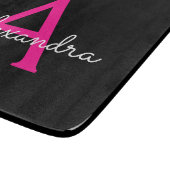 Planche À Découper Chaud rose noir Script Girl Nom du monogramme (Coin)