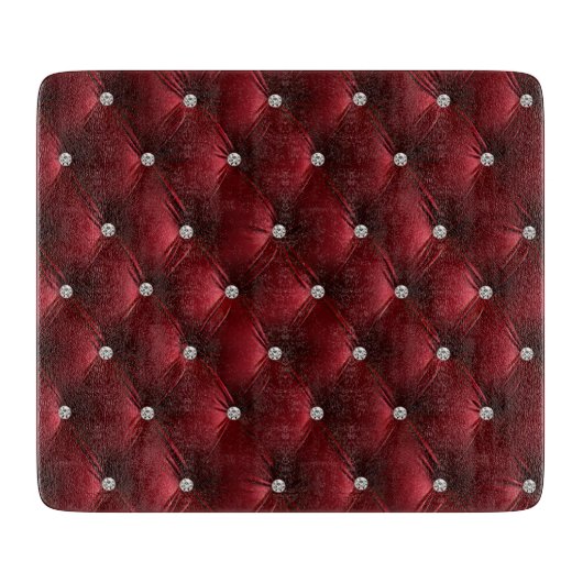 Planche À Découper Chaud Rouge Chic Faux Velvet (Devant)